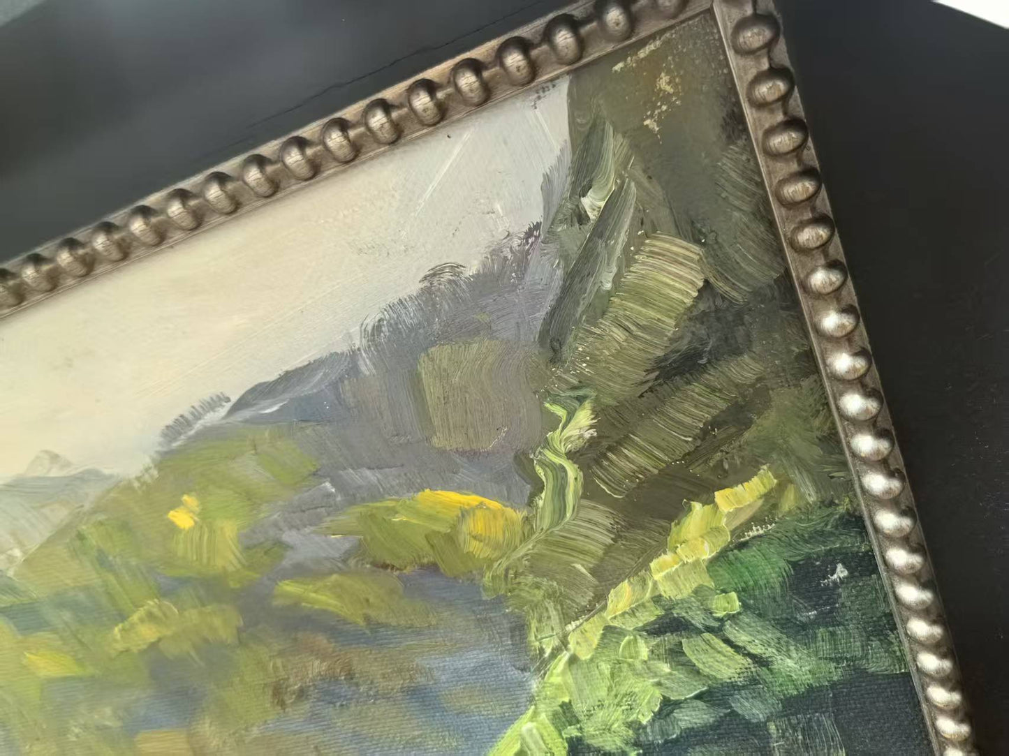 Framed Original Oil Painting – Chinese Mountain Village Landscape, Hand-Painted Wall Art, Ready to Hang-61.5cm × 71.5 cm