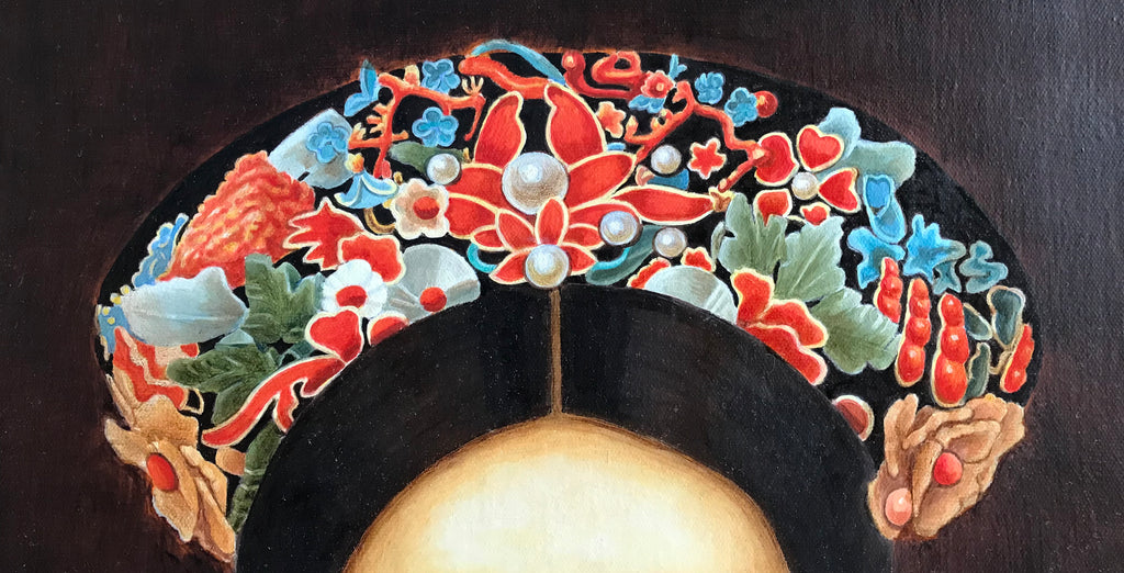 Chinese Qing Dynasty Lady - Oil on Canvas 31.5'' × 23.6'' | Original Painting by Chinese Artist | Magic Bear Art