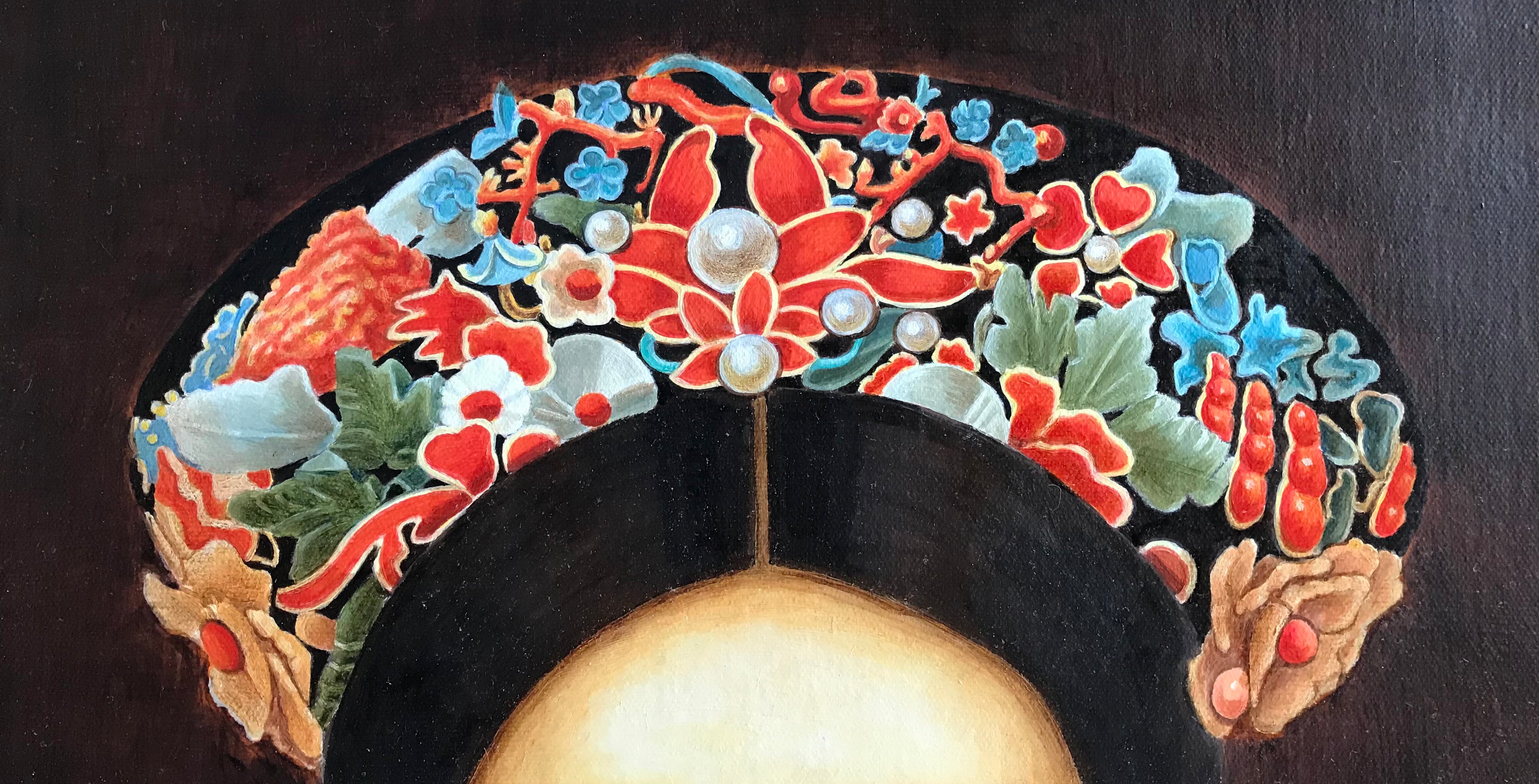 Chinese Qing Dynasty Lady - Oil on Canvas 31.5'' × 23.6'' | Original Painting by Chinese Artist | Magic Bear Art