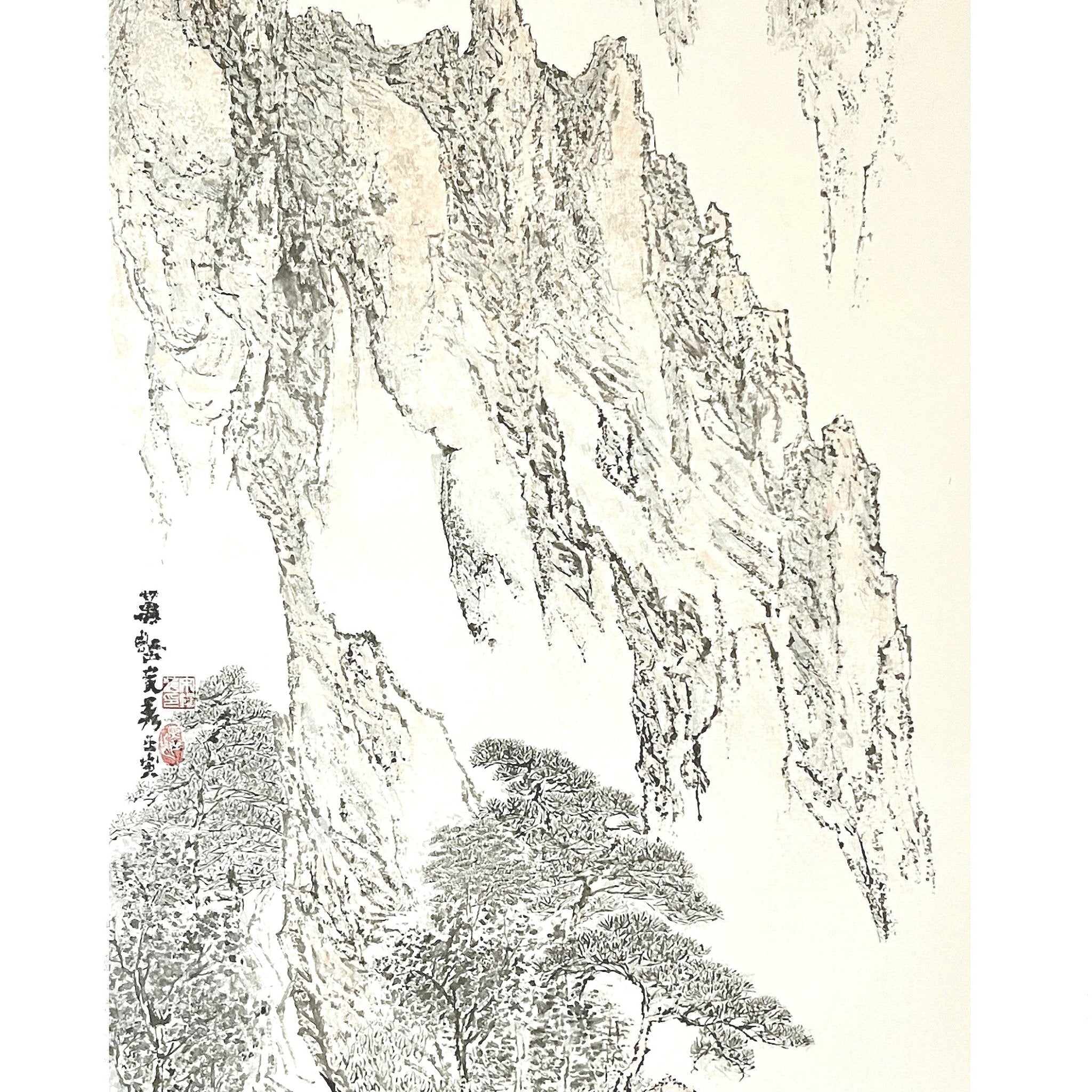 A Thousand Ravines in Splendor - Ink and Color on Xuan Paper 54.3'' × 27.2'' | Chinese Original Painting | Magic Bear Art