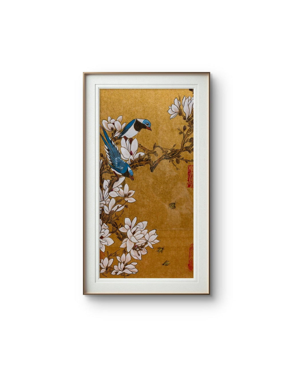 Azure Wings in Magnolia Bloom | Chinese Original Painting | Magic Bear Art