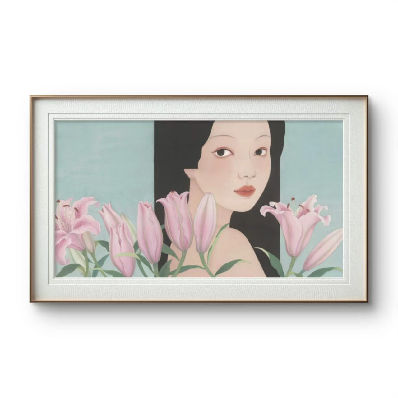Backward Glance - Ink and Color on Silk 14.2'' × 23.6'' | Chinese Original Painting | Magic Bear Art