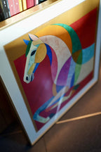 Chinese Horse | Silk Wall Art 23.6'' × 23.6'' | Chinese Original Painting | Magic Bear Art