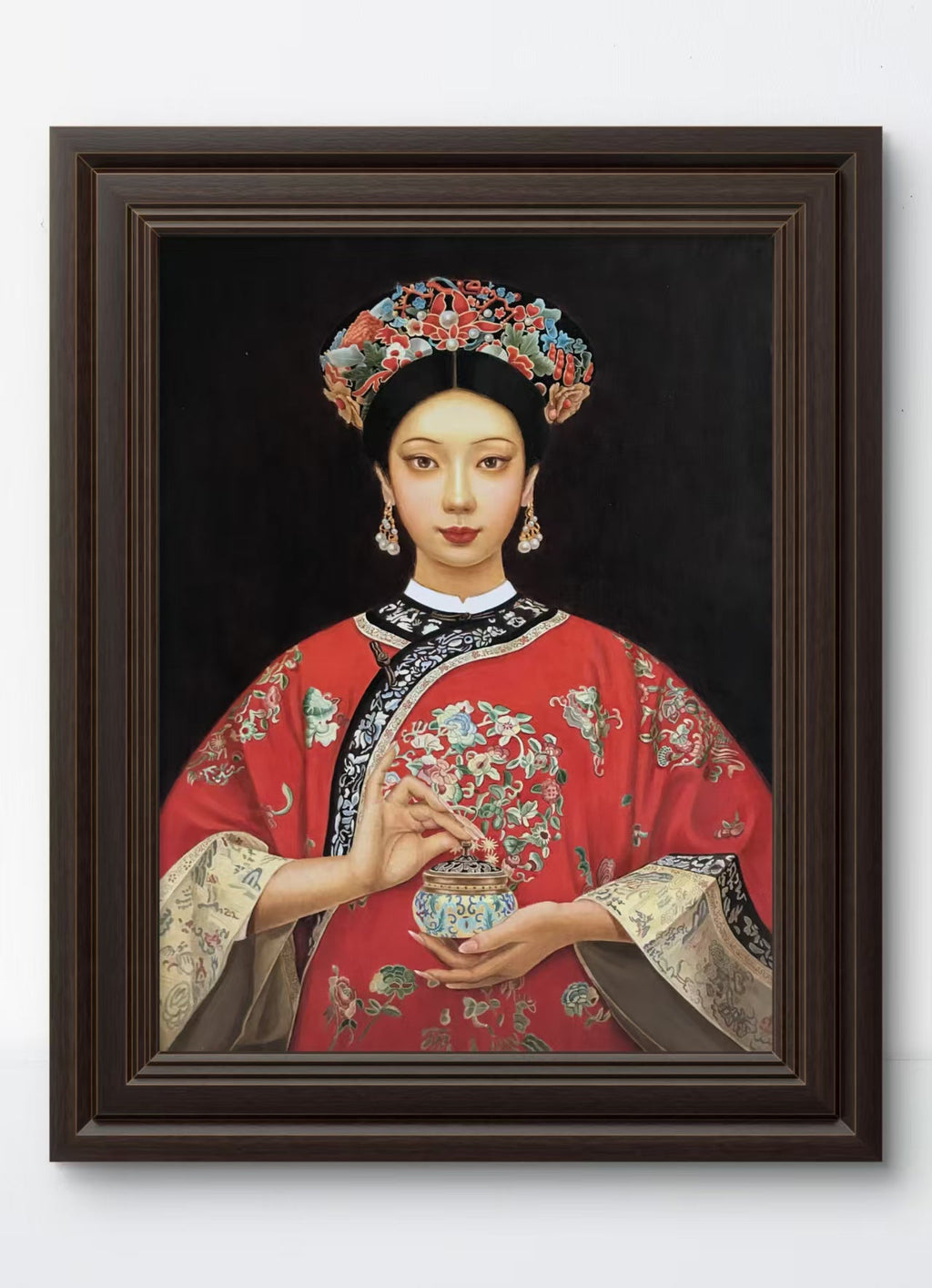 Chinese Qing Dynasty Lady - Oil on Canvas 31.5'' × 23.6'' | Original Painting by Chinese Artist | Magic Bear Art