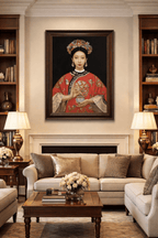 Chinese Qing Dynasty Lady - Oil on Canvas 31.5'' × 23.6'' | Original Painting by Chinese Artist | Magic Bear Art
