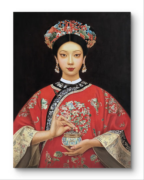 Chinese Qing Dynasty Lady - Oil on Canvas 31.5'' × 23.6'' | Chinese Original Painting | Magic Bear Art