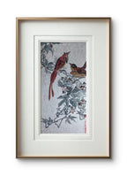 Crimson Harmony - Ink and Color 9.8'' × 5.1'' | Chinese Original Painting | Magic Bear Art