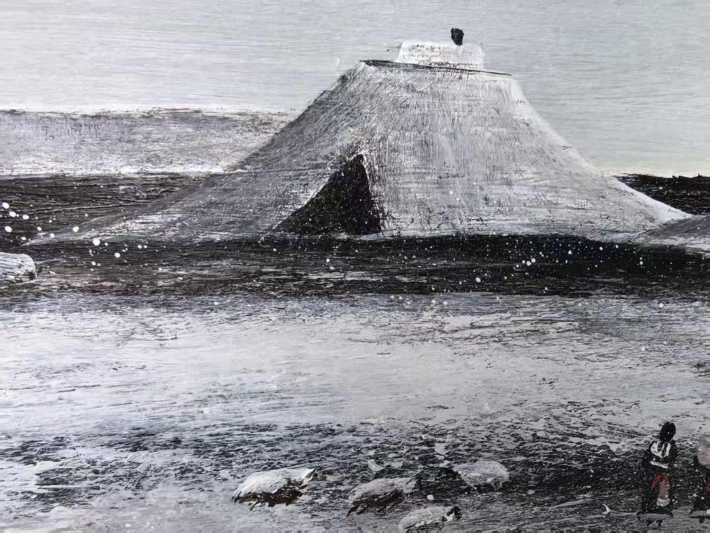 Dwellings on the Plateau — 20.9''×13.8 '' Small Format Oil | Original Painting by Chinese Artist | Magic Bear Art