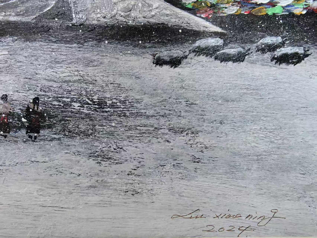 Dwellings on the Plateau — 20.9''×13.8 '' Small Format Oil | Original Painting by Chinese Artist | Magic Bear Art