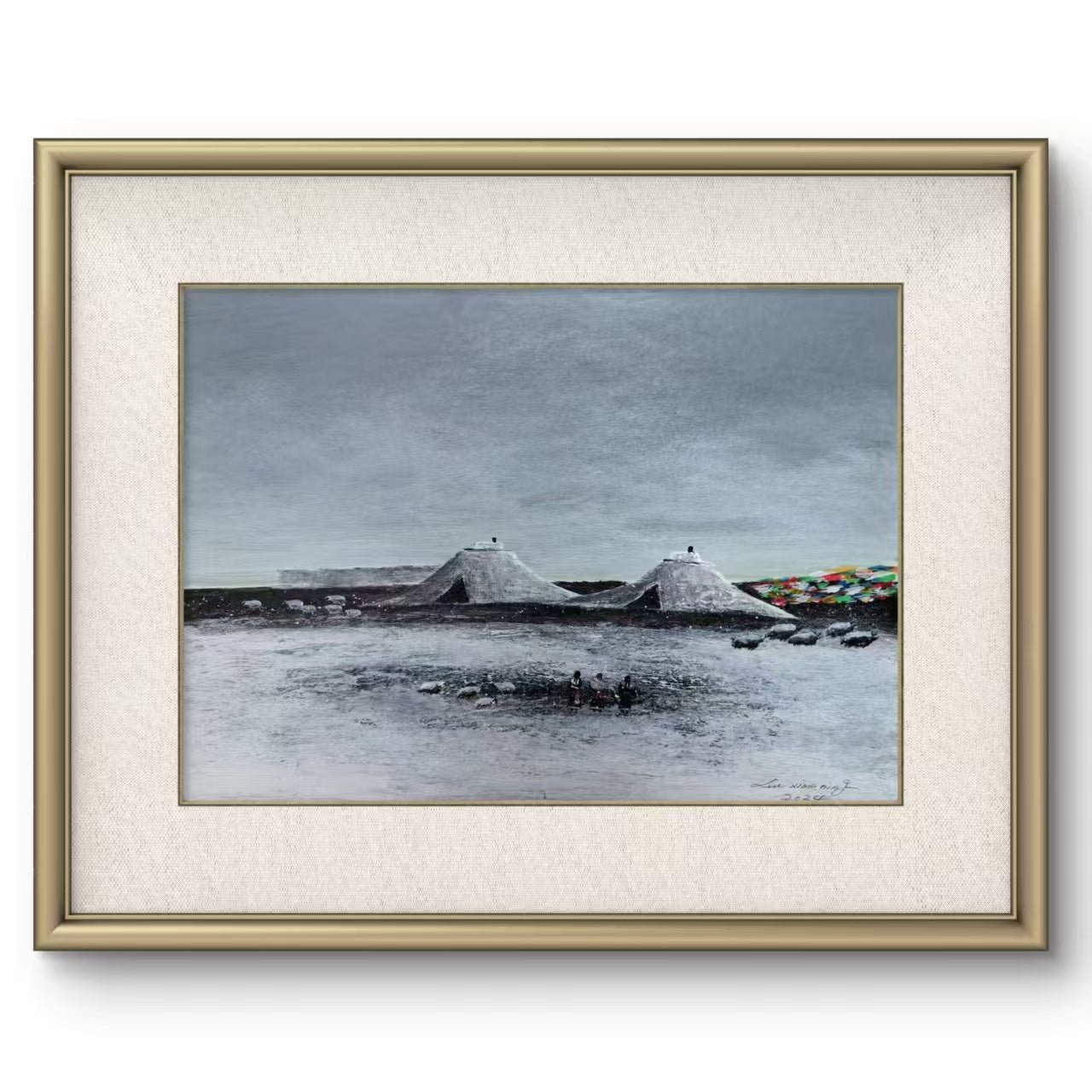 Dwellings on the Plateau — 20.9''×13.8 '' Small Format Oil | Original Painting by Chinese Artist | Magic Bear Art