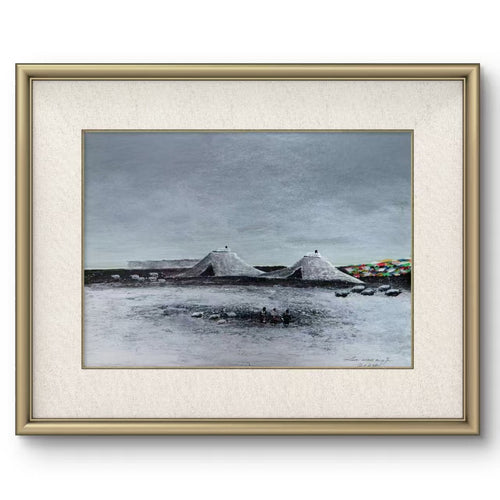 Dwellings on the Plateau — 20.9''×13.8 '' Small Format Oil | Original Painting by Chinese Artist | Magic Bear Art