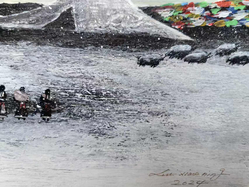 Dwellings on the Plateau — 20.9''×13.8 '' Small Format Oil | Original Painting by Chinese Artist | Magic Bear Art