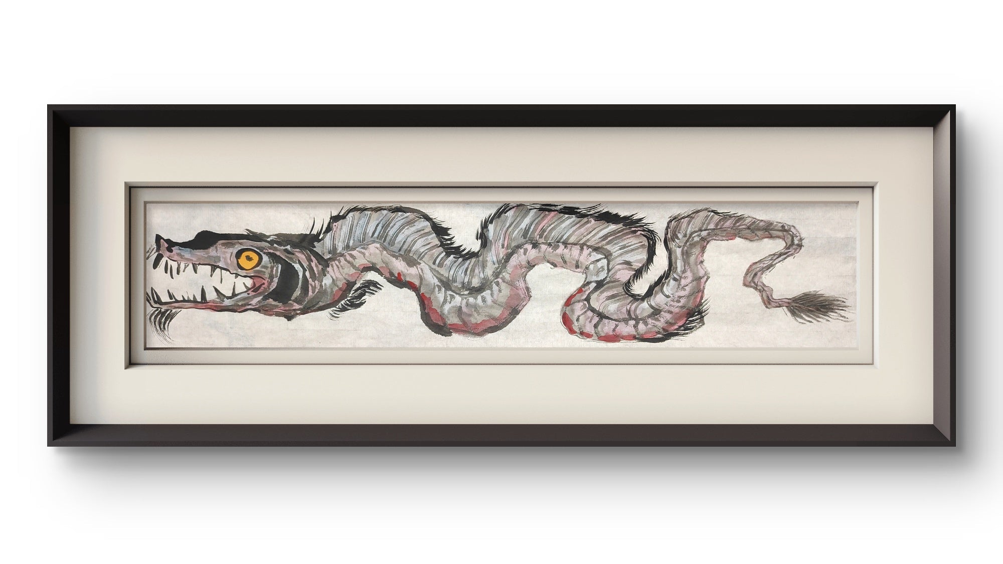 Fallen Dragon - Ink and Color 27.6'' × 5.9'' | Chinese Original Painting | Magic Bear Art