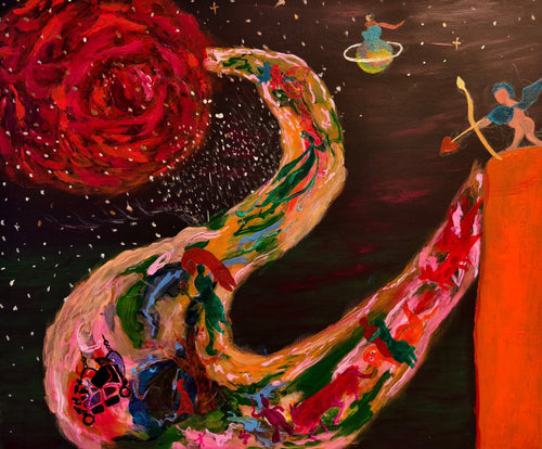 Fantasy Cosmic Nebula Series — Rose Nebula 19.7 ''× 23.6'' | Original Painting by Chinese Artist | Magic Bear Art