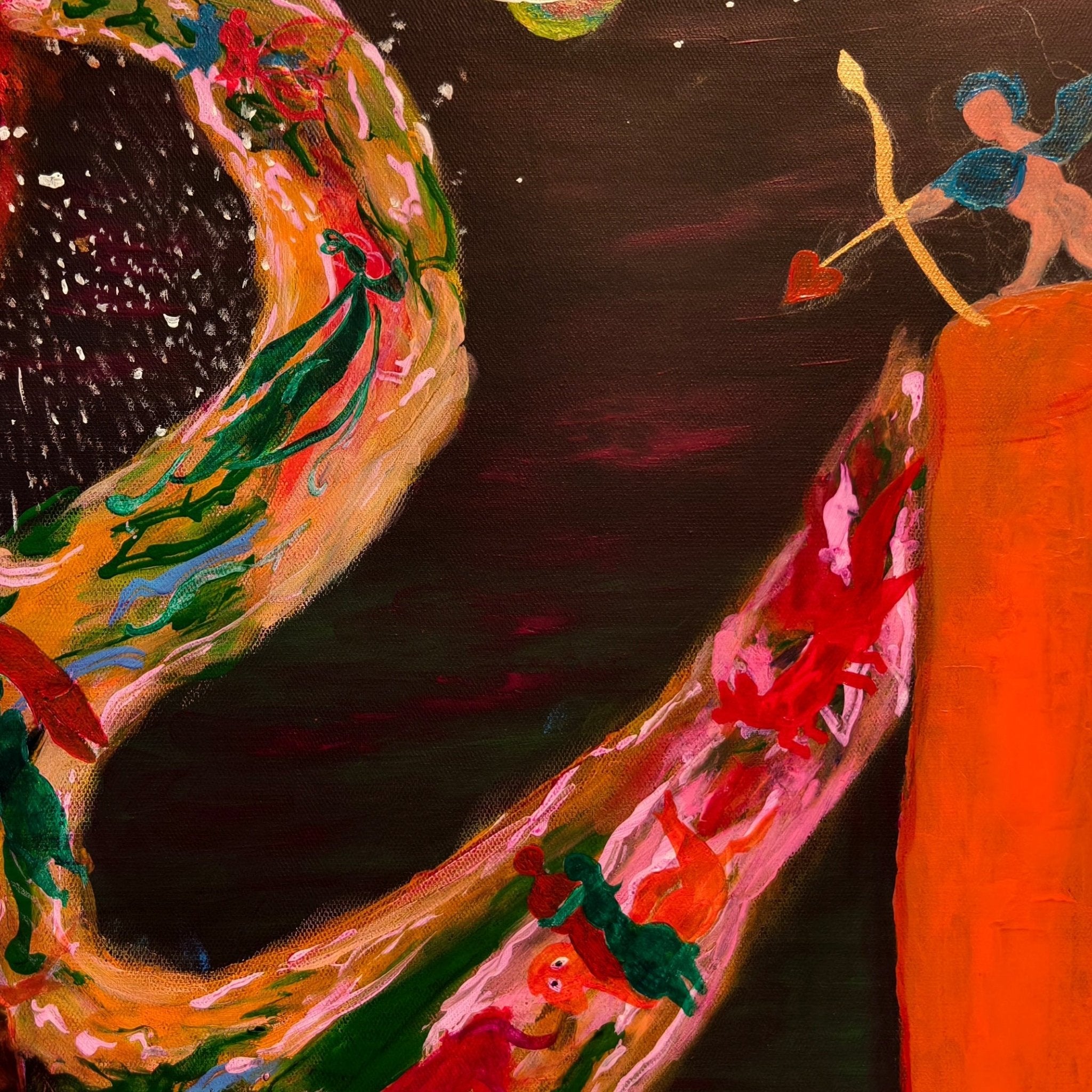 Fantasy Cosmic Nebula Series — Rose Nebula 19.7 ''× 23.6'' | Original Painting by Chinese Artist | Magic Bear Art