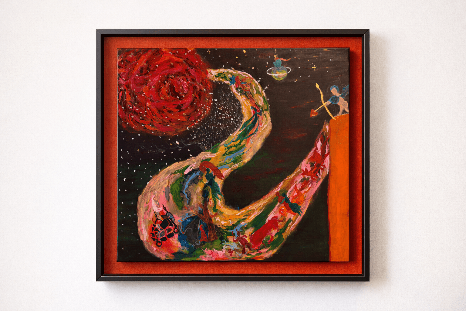 Fantasy Cosmic Nebula Series — Rose Nebula 19.7 ''× 23.6'' | Original Painting by Chinese Artist | Magic Bear Art