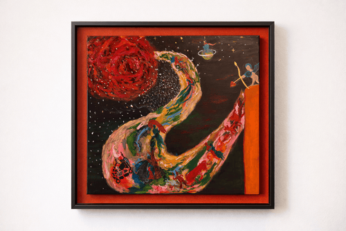 Fantasy Cosmic Nebula Series — Rose Nebula 19.7 ''× 23.6'' | Original Painting by Chinese Artist | Magic Bear Art