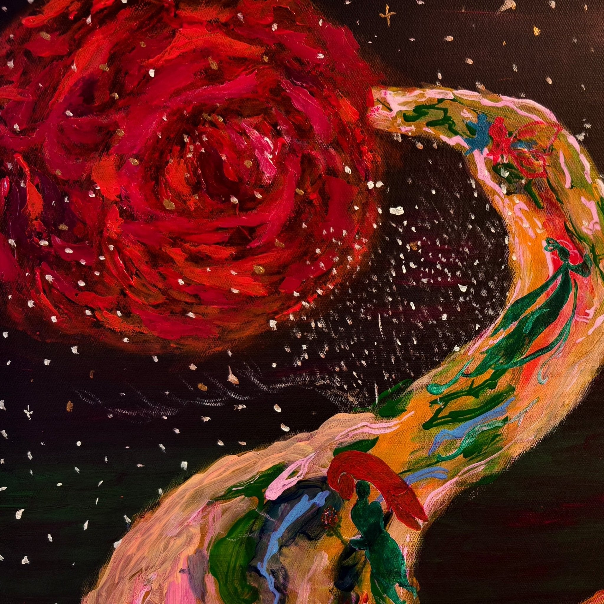 Fantasy Cosmic Nebula Series — Rose Nebula 19.7 ''× 23.6'' | Original Painting by Chinese Artist | Magic Bear Art