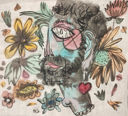 Flowers in Bloom - Chinese Ink & Color 13.8″ × 12.6″ | Chinese Original Painting | Magic Bear Art