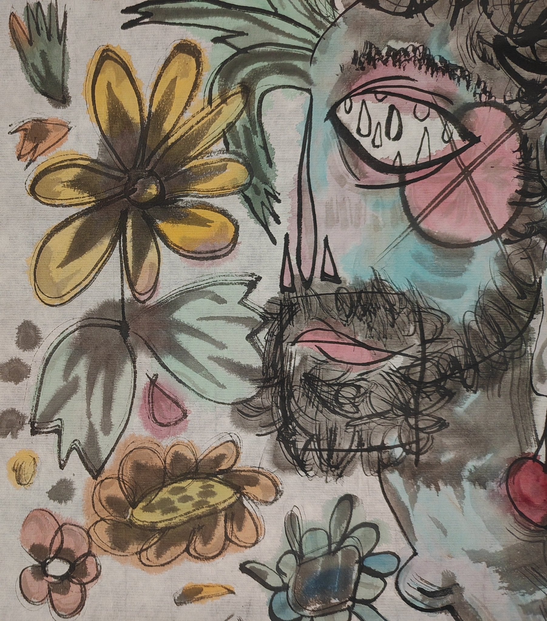 Flowers in Bloom - Chinese Ink & Color 13.8″ × 12.6″ | Chinese Original Painting | Magic Bear Art