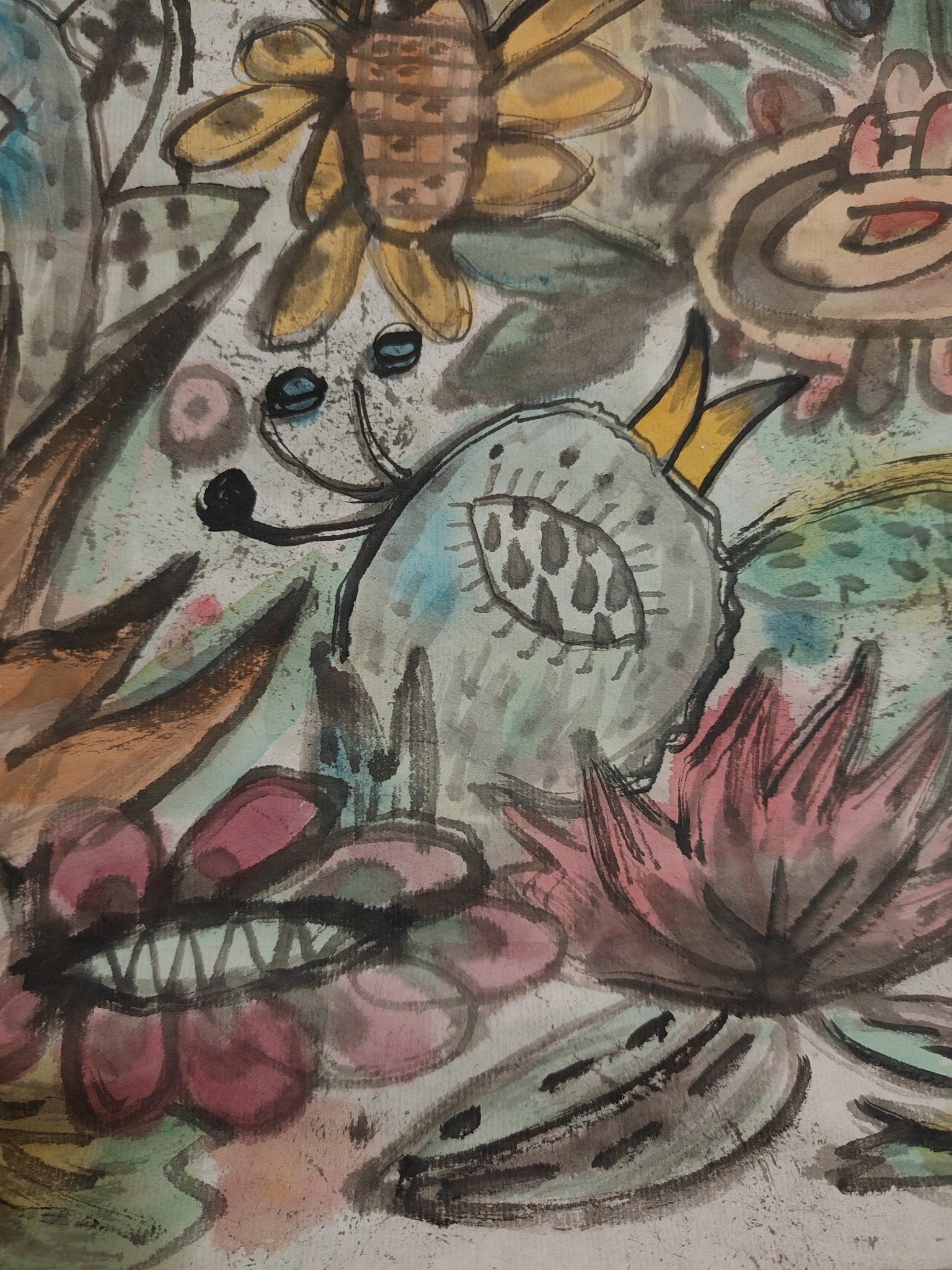 Fragrance of Life - Chinese Ink & Color 13.8'' × 13.4'' | Chinese Original Painting | Magic Bear Art