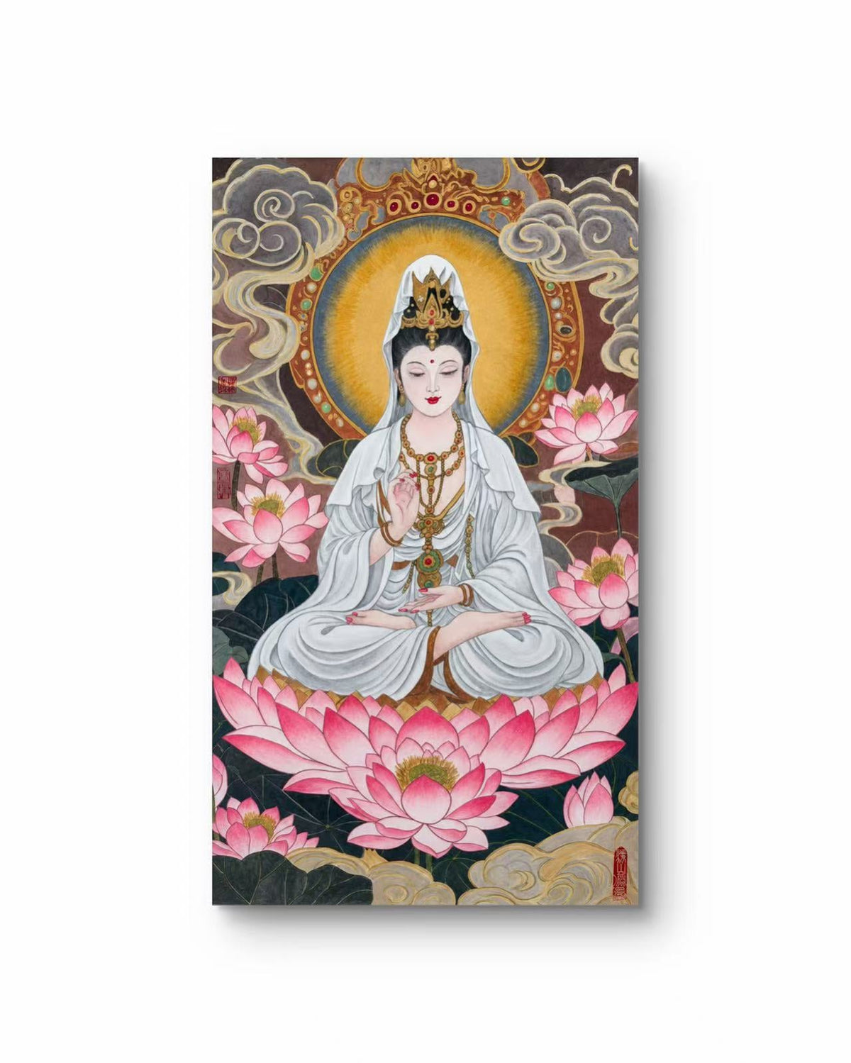 Guanyin on a Lotus Throne | Chinese Original Painting | Magic Bear Art