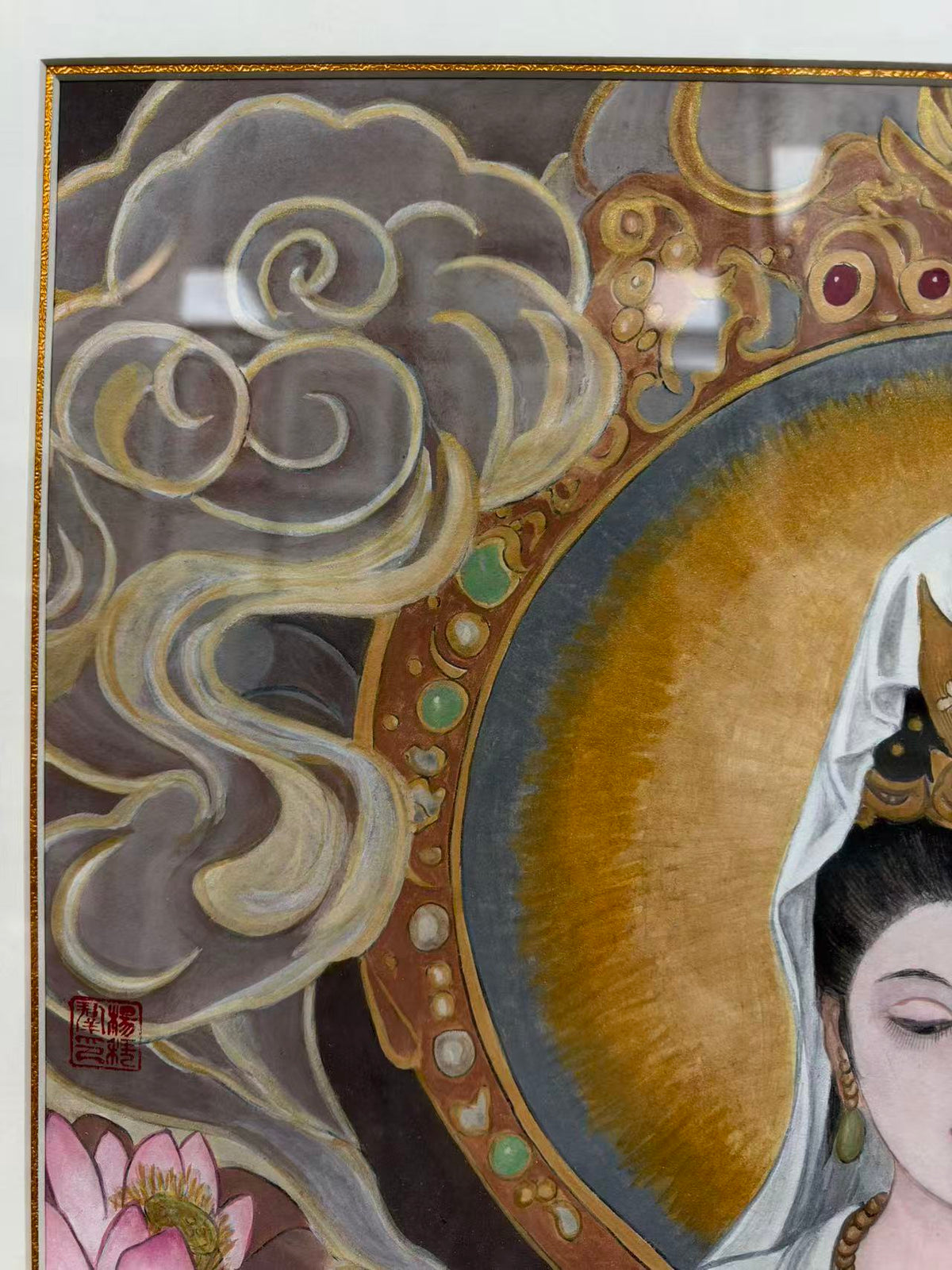 Guanyin on a Lotus Throne | Chinese Original Painting | Magic Bear Art