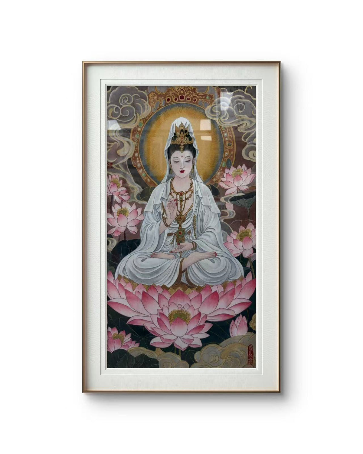 Guanyin on a Lotus Throne | Chinese Original Painting | Magic Bear Art