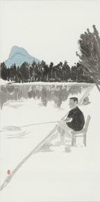 He Jun | The Quiet Shore—54.3'' × 26.8''，Contemporary Chinese Ink | Original Painting by Chinese Artist | Magic Bear Art