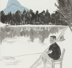 He Jun | The Quiet Shore—54.3'' × 26.8''，Contemporary Chinese Ink | Original Painting by Chinese Artist | Magic Bear Art
