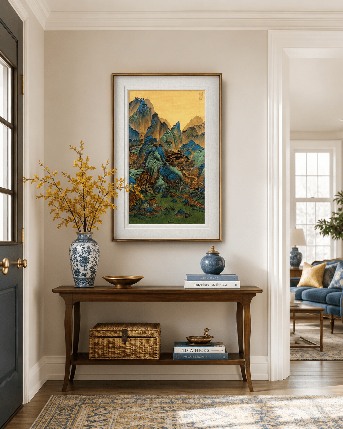 Hidden Valley of Blue Peaks | Chinese Original Painting | Magic Bear Art