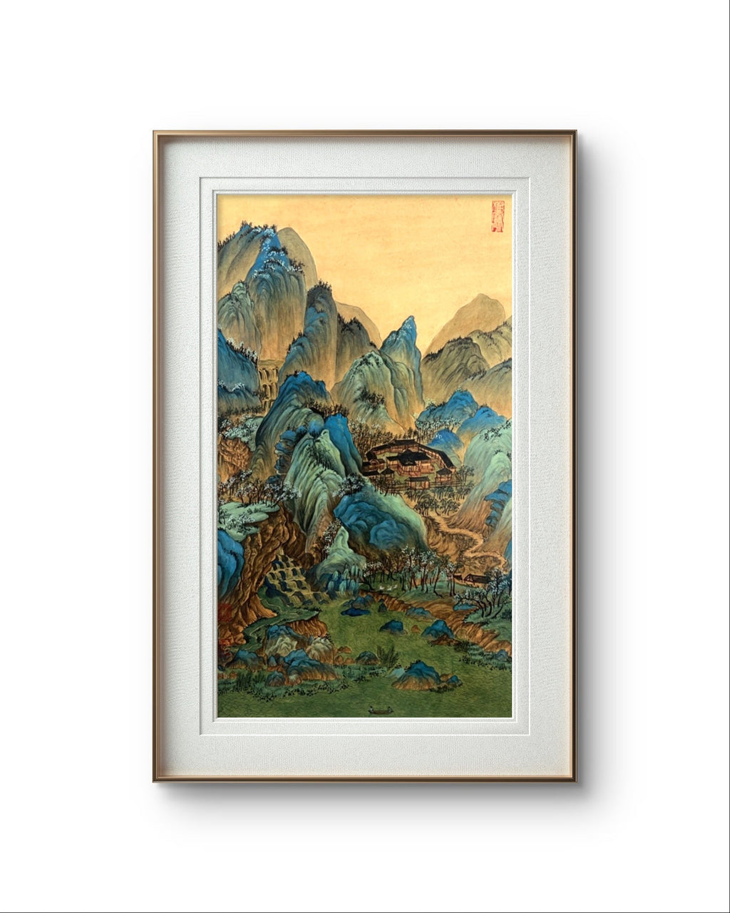 Hidden Valley of Blue Peaks | Chinese Original Painting | Magic Bear Art