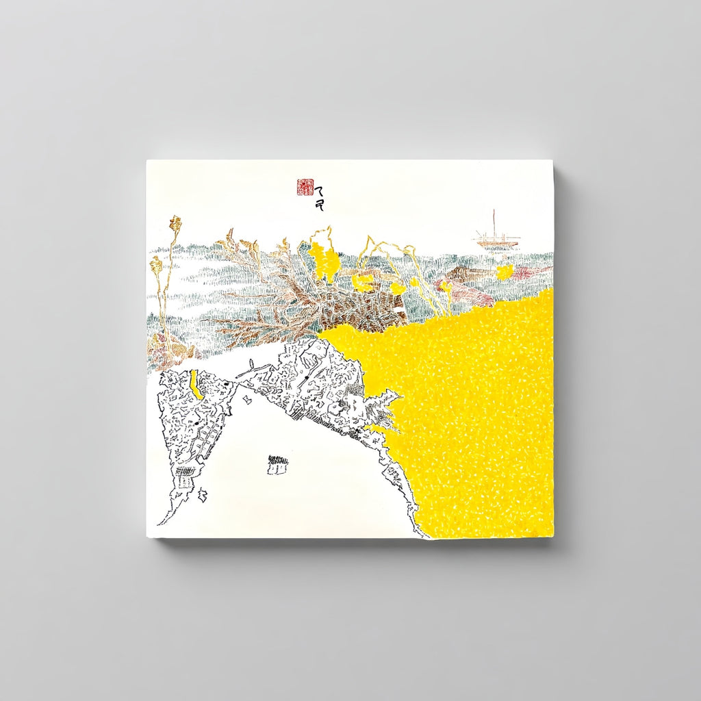 Horizon Series ｜ ink and color painting 19.7'' × 18.3'' | Original Painting by Chinese Artist | Magic Bear Art