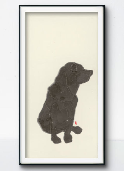 Ink Dog - Chinese ink painting 54.3'' × 26.8'' | Chinese Original Painting | Magic Bear Art