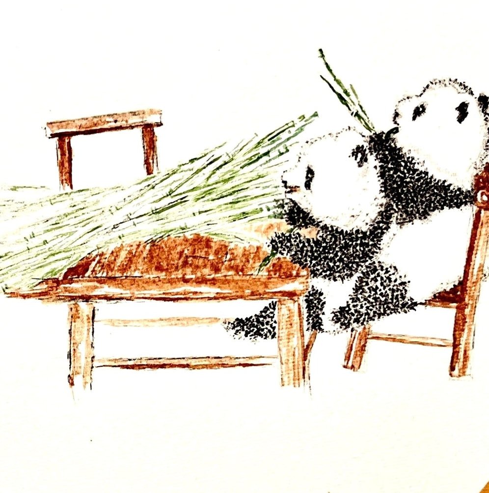 Just Want to Be Together - Ink on Xuan Paper 13.0'' × 13.0'' | Chinese Original Painting | Magic Bear Art