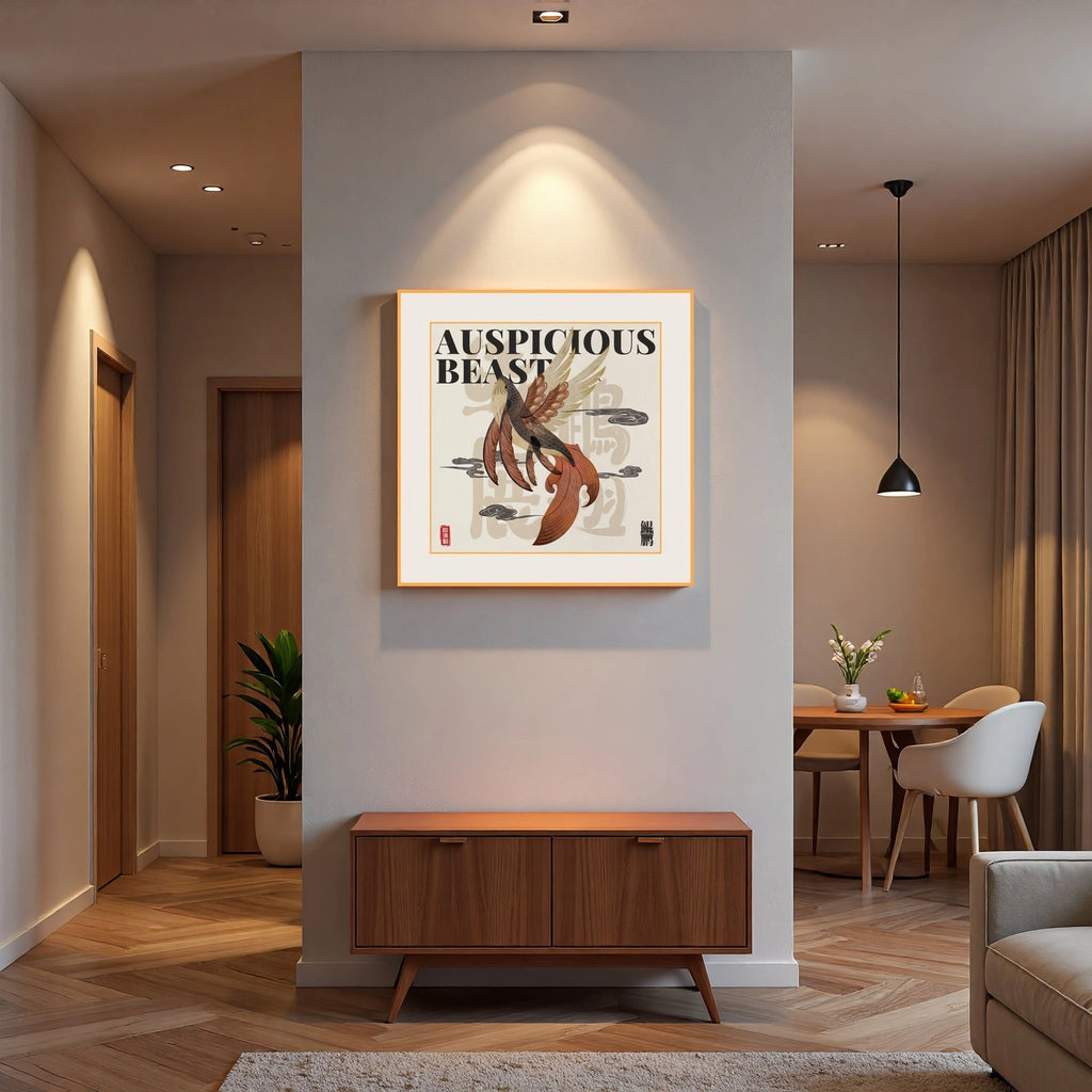 Kunpeng (Chinese Mythical Beast) - silk wall art 19.7'' × 19.7'' | Original Painting by Chinese Artist | Magic Bear Art