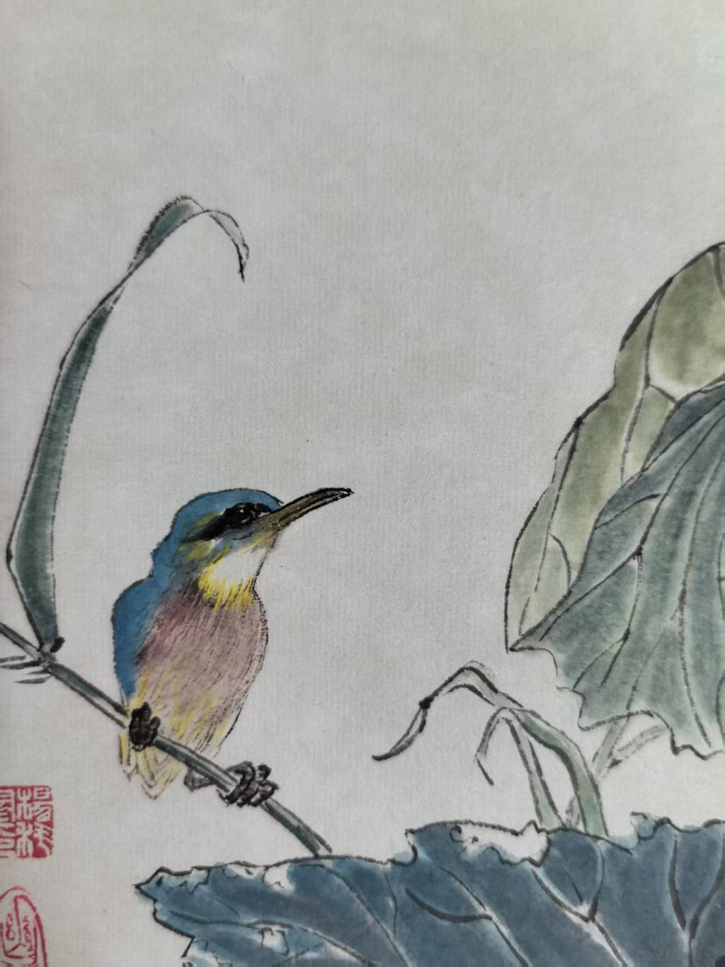 Lotus Whisper - Ink and Color 9.8'' × 5.1'' | Chinese Original Painting | Magic Bear Art