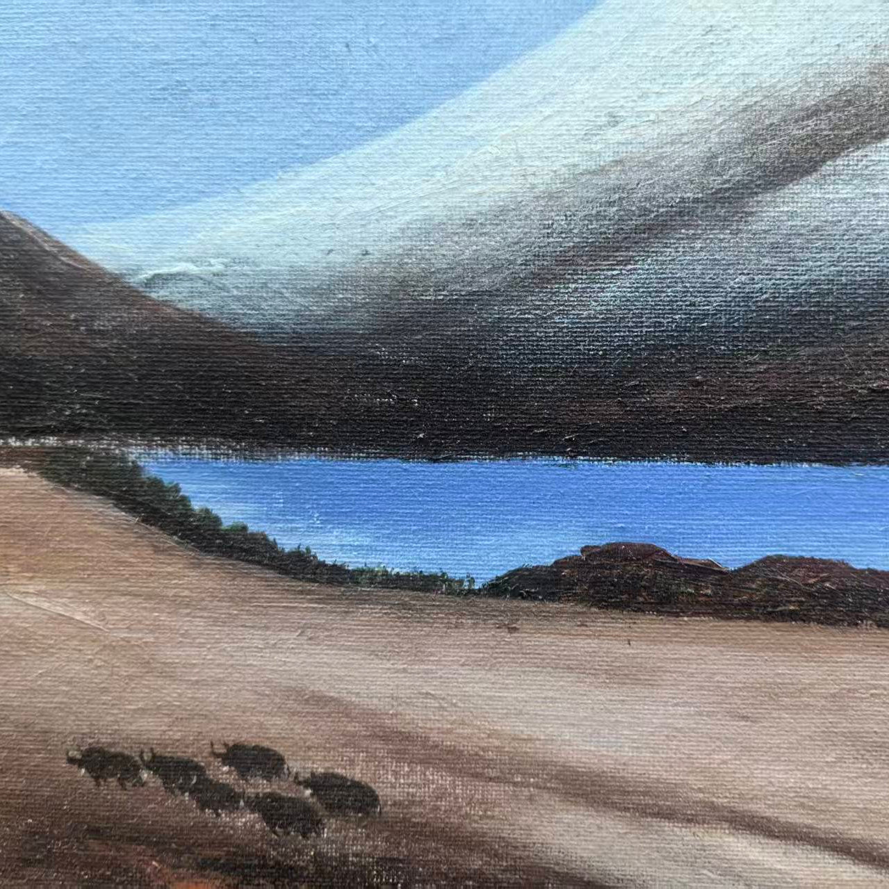 Mother and Child on the Plateau — 15.7'' × 23.6'' Small Format Oil | Original Painting by Chinese Artist | Magic Bear Art