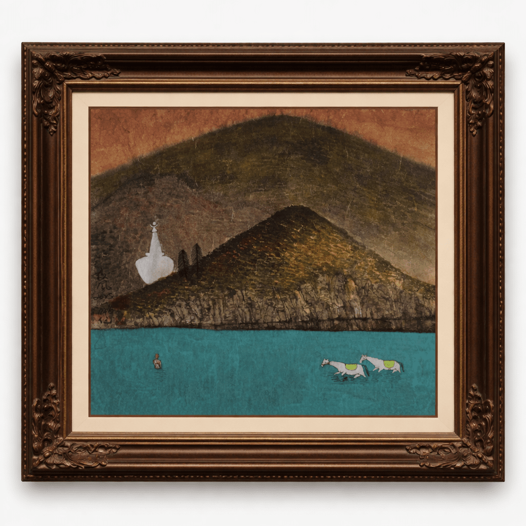 Night Wind—Ink on Xuan Paper, 13.8''× 13.8'' | Original Painting by Chinese Artist | Magic Bear Art