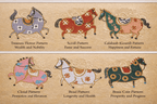 Nine Auspicious Horses丨Chinese Silk Yun Brocade Artwork 13.6'' × 13.6'' | Chinese Original Painting | Magic Bear Art
