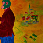 Off to Work - Acrylic on Canvas 15.7'' × 19.7'' | Original Painting by Chinese Artist | Magic Bear Art