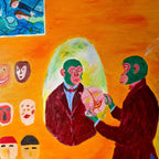 Off to Work - Acrylic on Canvas 15.7'' × 19.7'' | Original Painting by Chinese Artist | Magic Bear Art