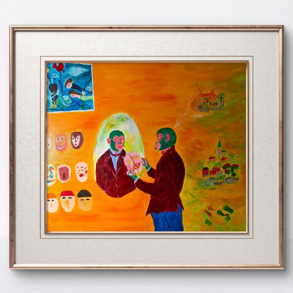 Off to Work - Acrylic on Canvas 15.7'' × 19.7'' | Original Painting by Chinese Artist | Magic Bear Art