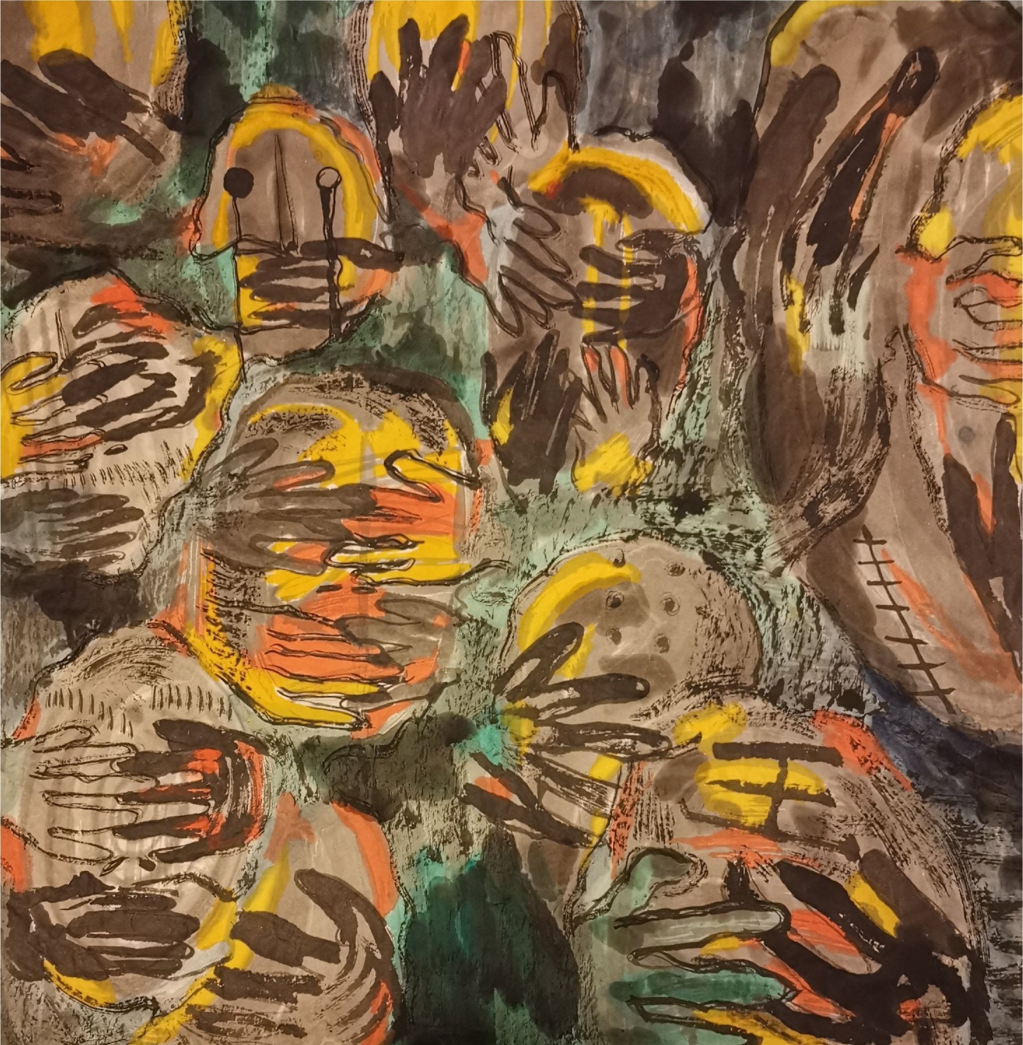 Patient - Chinese Ink and Color 23.6'' × 23.6'' | Chinese Original Painting | Magic Bear Art