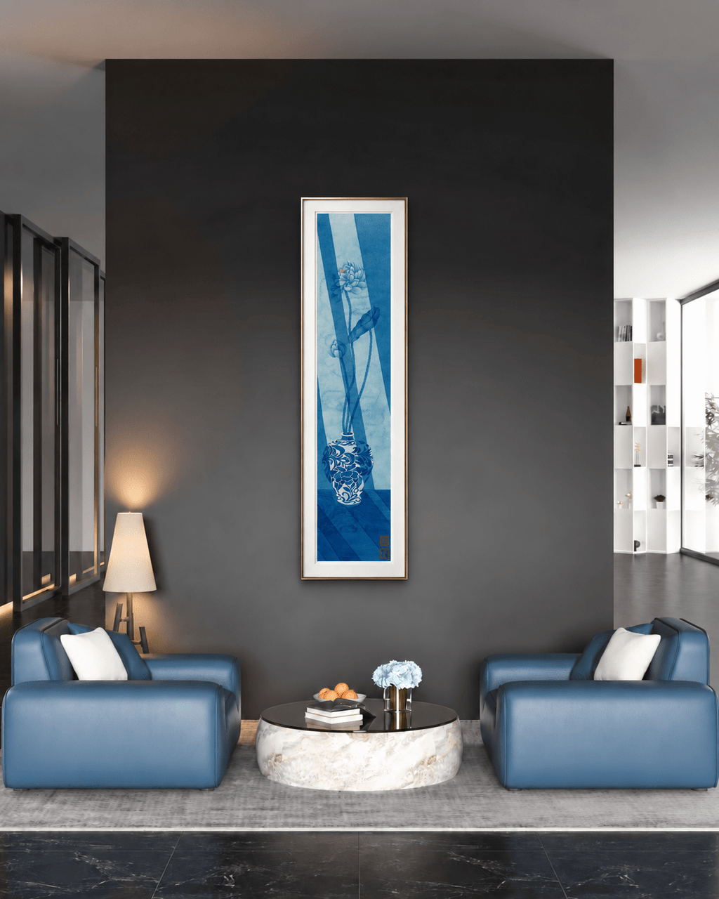 Peaceful Lotus in a Porcelain Vase | Chinese Original Painting | Magic Bear Art