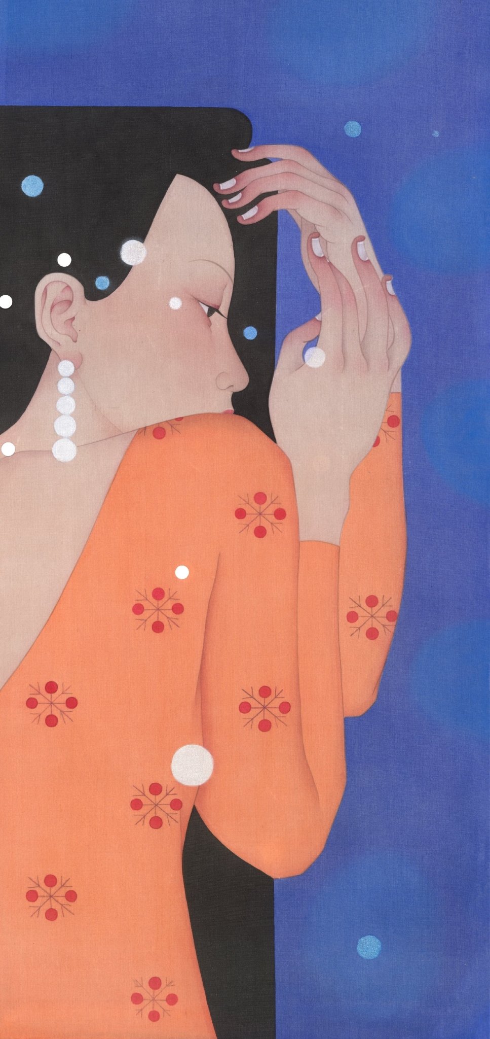 Pearl Tears - Ink and Color on Silk 40.2'' × 29.1'' | Chinese Original Painting | Magic Bear Art