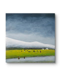 Plateau Pasture - Acrylic on Xuan Paper 27.6" × 27.6" | Chinese Original Painting | Magic Bear Art