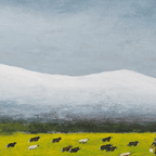Plateau Pasture - Acrylic on Xuan Paper 27.6" × 27.6" | Chinese Original Painting | Magic Bear Art