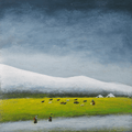 Plateau Pasture - Acrylic on Xuan Paper 27.6" × 27.6" | Chinese Original Painting | Magic Bear Art