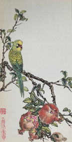 Pomegranate Song - Ink and Color 9.8'' × 5.1'' | Chinese Original Painting | Magic Bear Art